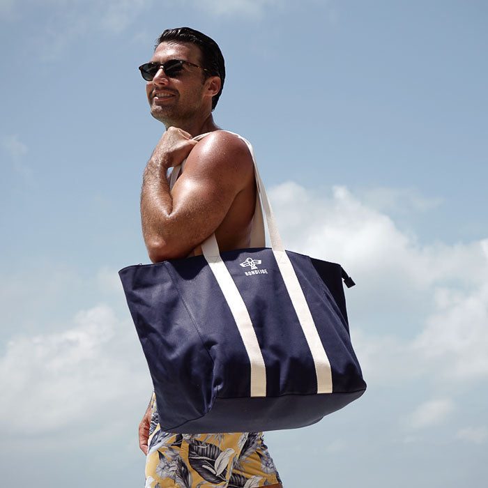 Navy Large Canvas Beach Bag