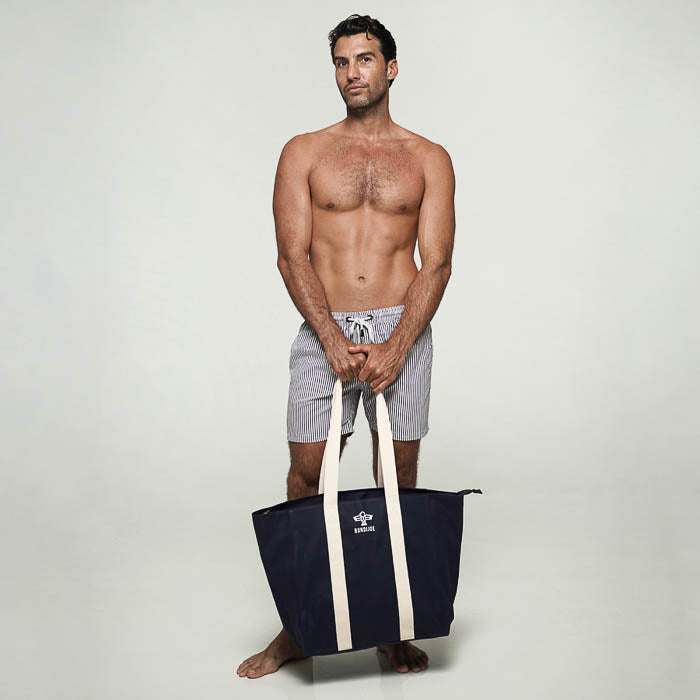 Navy Large Canvas Beach Bag