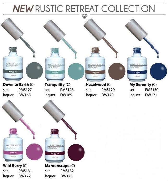 New LeChat Perfect Match Rustic Retreat Collection Gel + Matching Nail Polish
