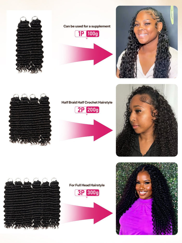 Newmiss 14" Deep Wave Crochet Human Hair - Machine Made Curly Braiding Hair for Black Women - newmiss hair