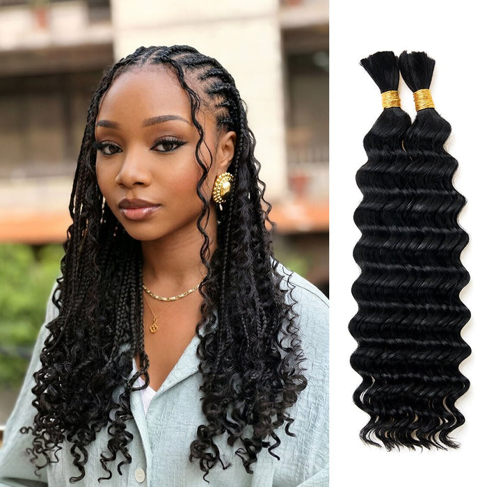 Newmiss Deep Wave Braiding Bulk Hair – Easy Installation Curly Human Hair for Protective Hairstyles - newmiss hair
