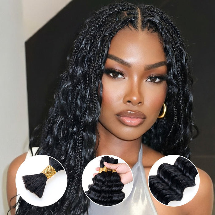 Newmiss Deep Wave Bulk Human Hair For Braiding Natural Black - newmiss hair