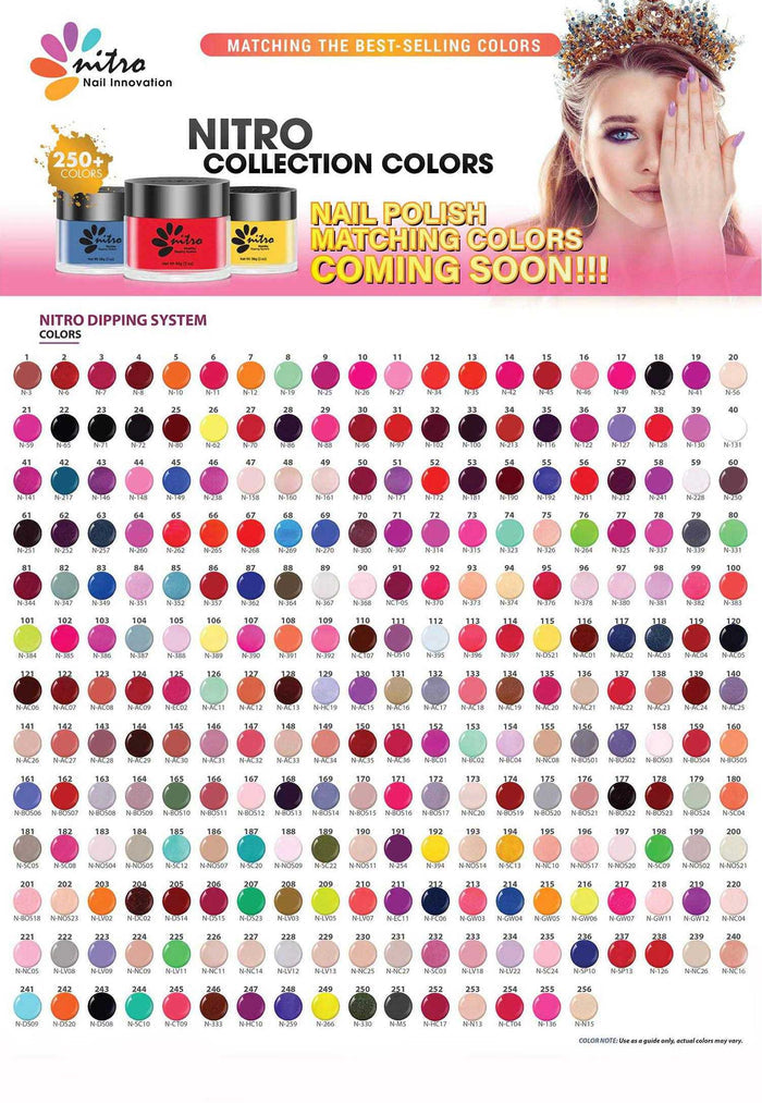 NITRO Matching SNS Dip Dipping Powder Nail System Color 2 oz / 59 g  (NT 01 - NT60)