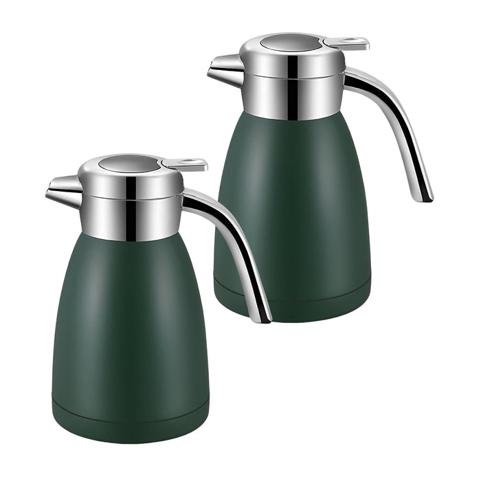 NNEAGS 2X 1.2L Stainless Steel Kettle Insulated Vacuum Flask Water Coffee Jug Thermal Green-0