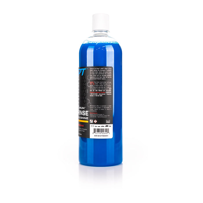 Optimum No Rinse Wash & Shine 32oz bottle code view on a white background.