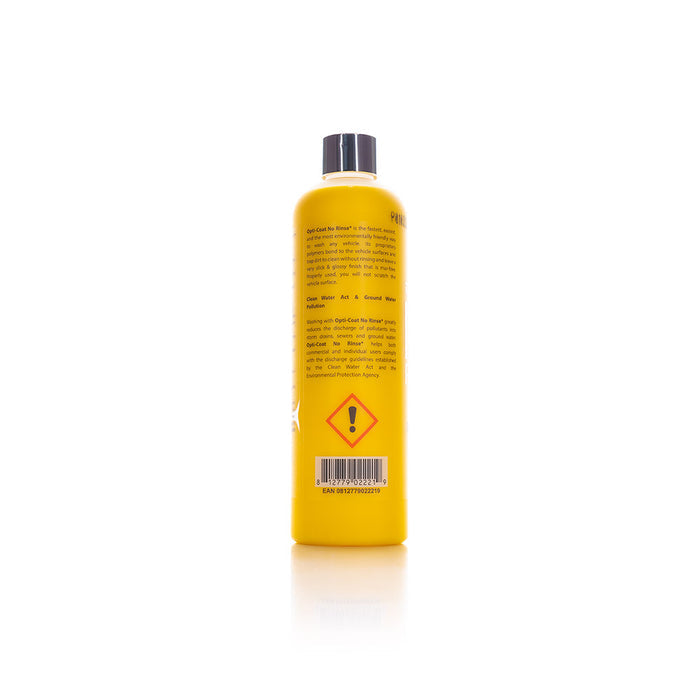 The back of a bottle of Opti-Clean No Rinse on a white background.