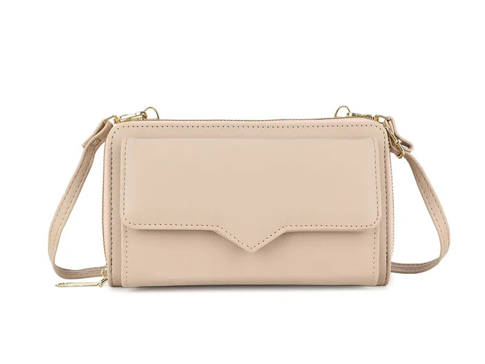 Nude Zip Around Wallet Purse With Strap