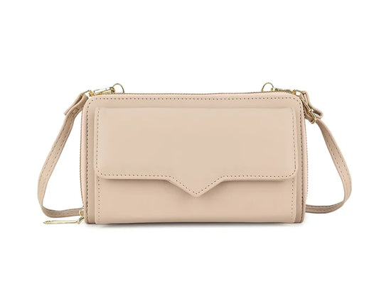 Nude Zip Around Wallet Purse With Strap