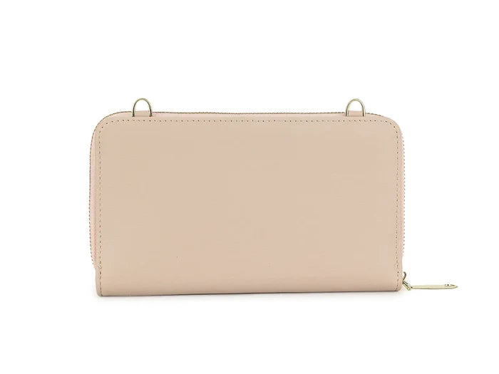 Nude Zip Around Wallet Purse With Strap