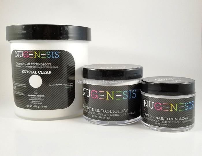 NuGenesis Nail Dipping Powder CRYSTAL CLEAR  1.5oz/4oz/16oz
