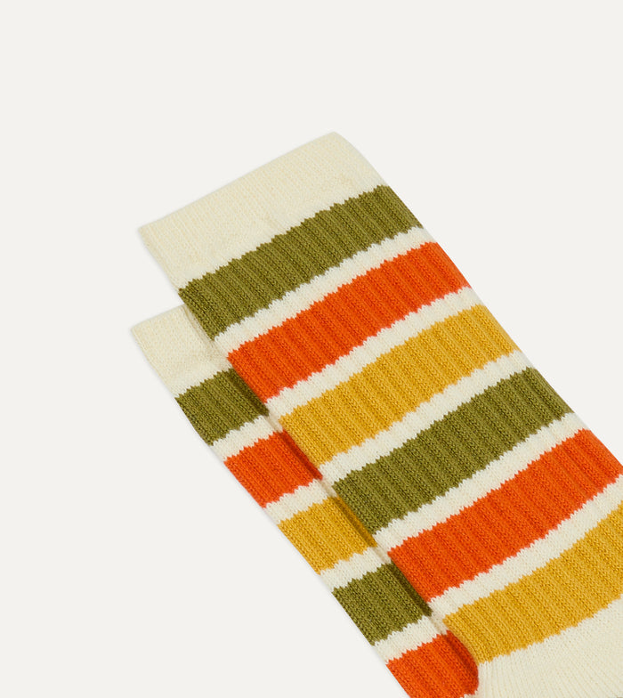 Olive, Yellow and Orange Striped Sport Socks