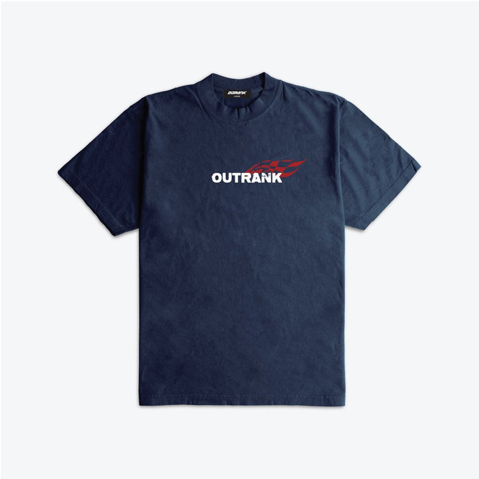 OUTRANK -"EVERY LAP IS EARNED NOTHING IS GIVEN" T-SHIRT - OR3990PR - NAVY