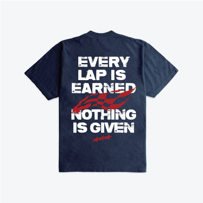 OUTRANK -"EVERY LAP IS EARNED NOTHING IS GIVEN" T-SHIRT - OR3990PR - NAVY