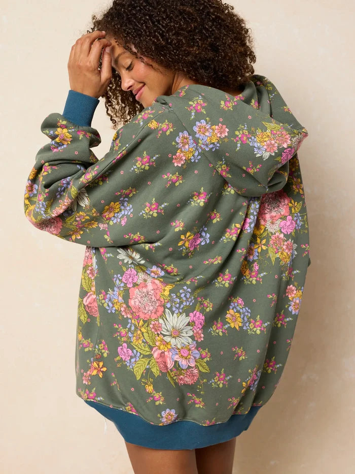 Oversized Printed Hoodie - English Garden Charcoal-view 6