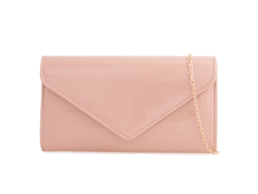 Pale Nude Patent Clutch Bag