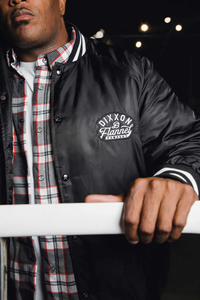 Pastime Nylon Varsity Jacket - Black