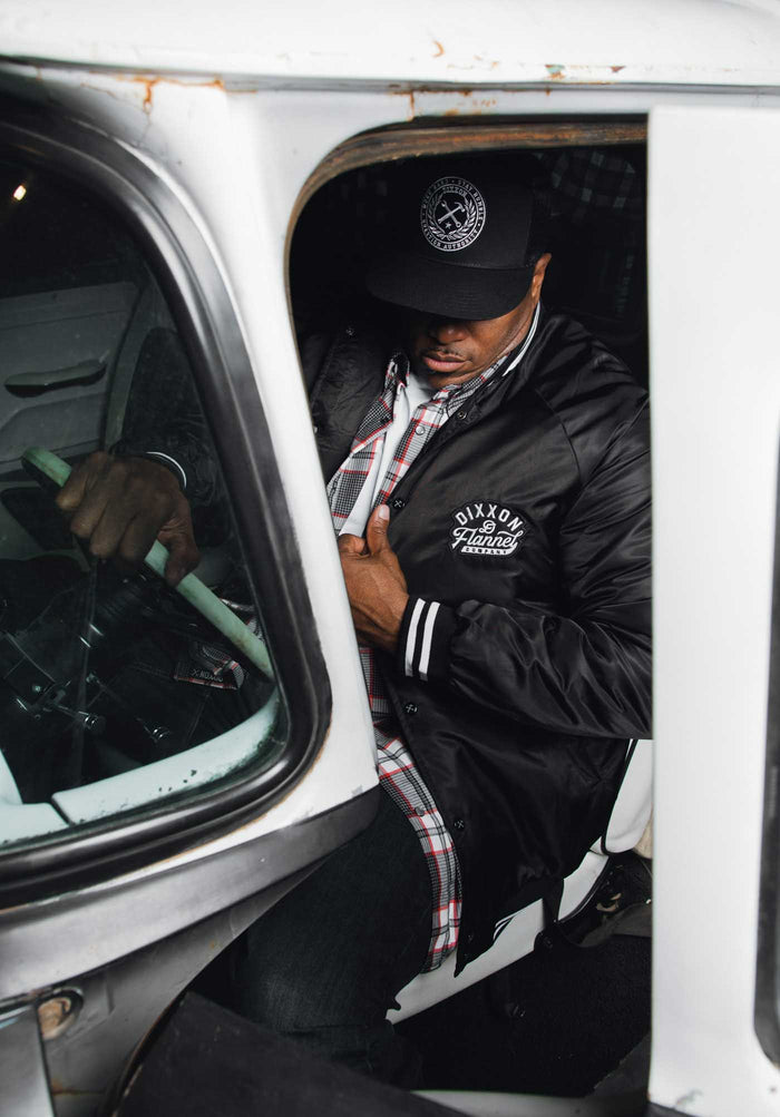 Pastime Nylon Varsity Jacket - Black