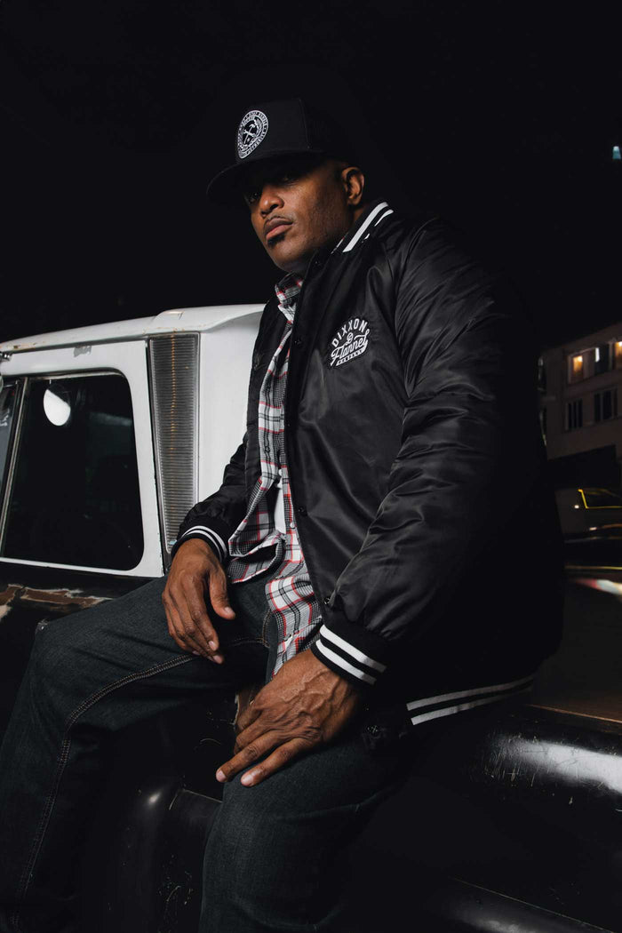 Pastime Nylon Varsity Jacket - Black