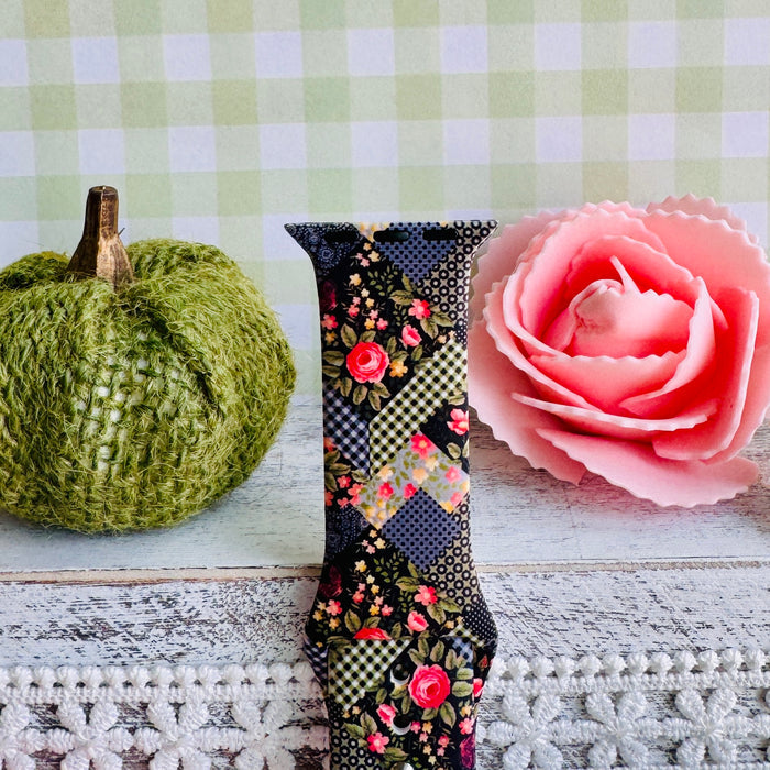 Patchwork Petals Print Silicone Band For Apple Watch