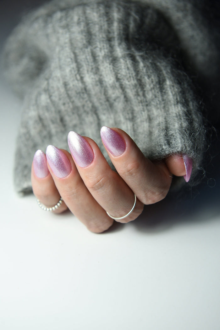 PEARL PINK press on nails acrylic quality! Holiday season - for winter, party. Long, short fake nails in coffin square, almond stiletto – Luxury Handmade Reusable Press On Nails