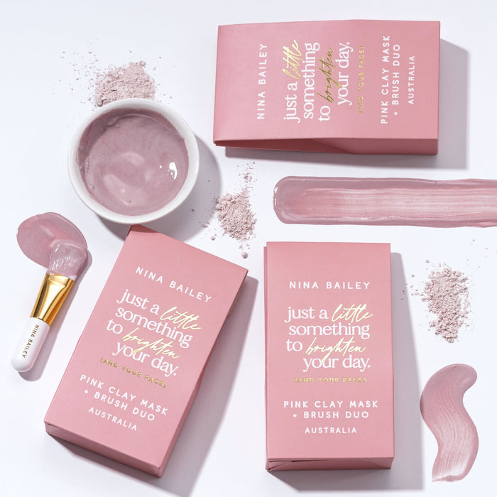 Pink Clay Mask & Brush Duo - Nina Bailey