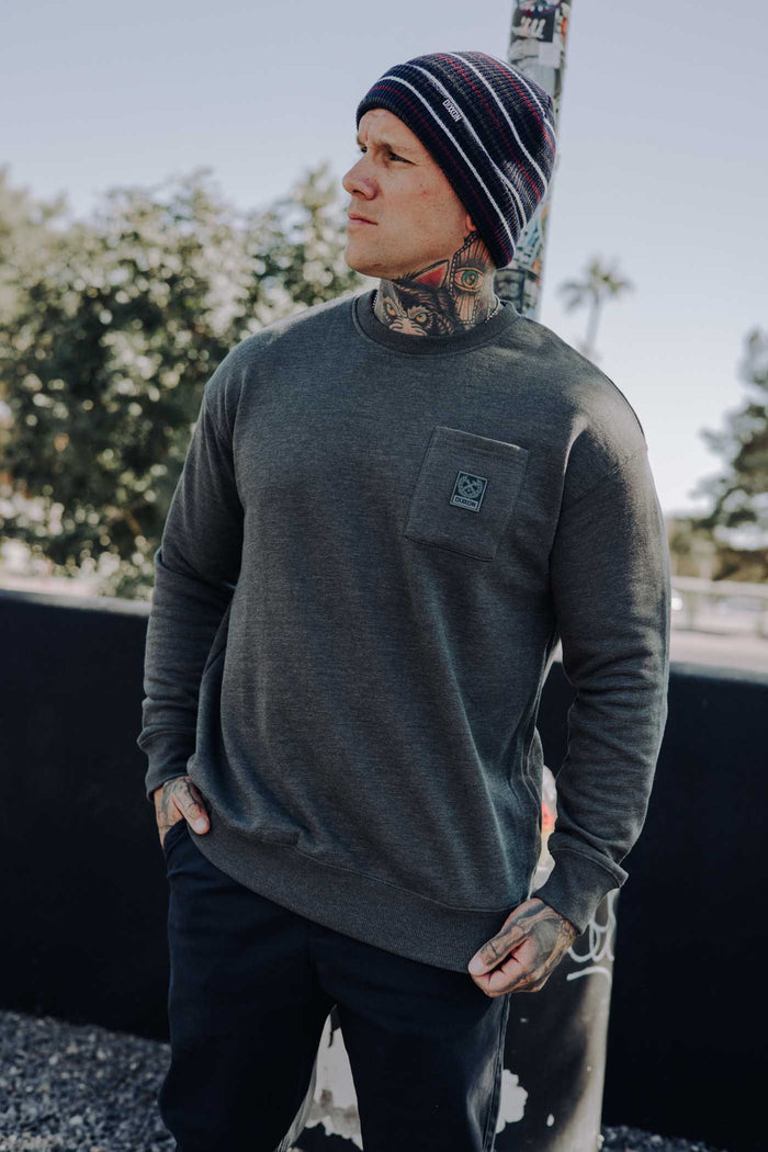 Pocket Crewneck - Heathered Charcoal