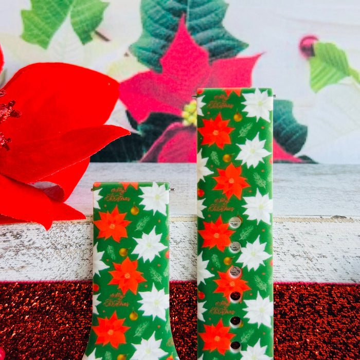 Poinsettia Pines Print Silicone Band For Samsung Watch