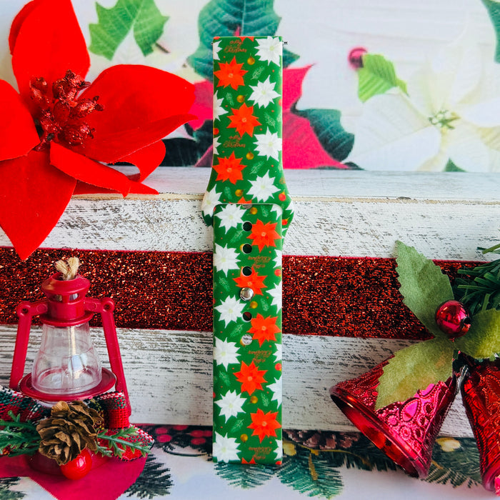 Poinsettia Pines Print Silicone Band For Samsung Watch