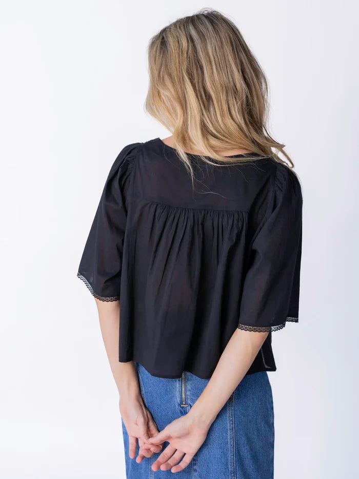 Prettiest Cotton Lace Blouse - Black-view 4