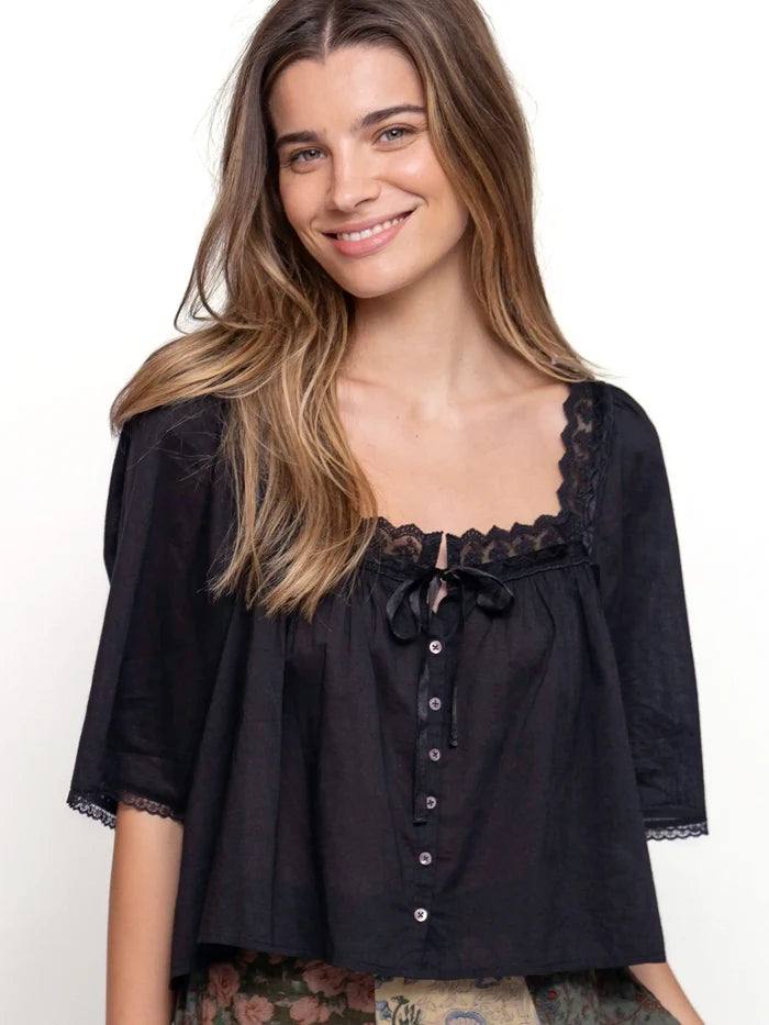 Prettiest Cotton Lace Blouse - Black-view 6