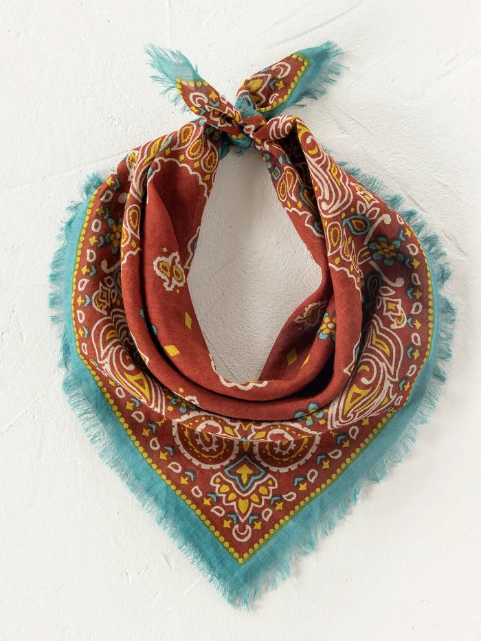 Printed Cotton Bandana - Classic Brick Red-view 1