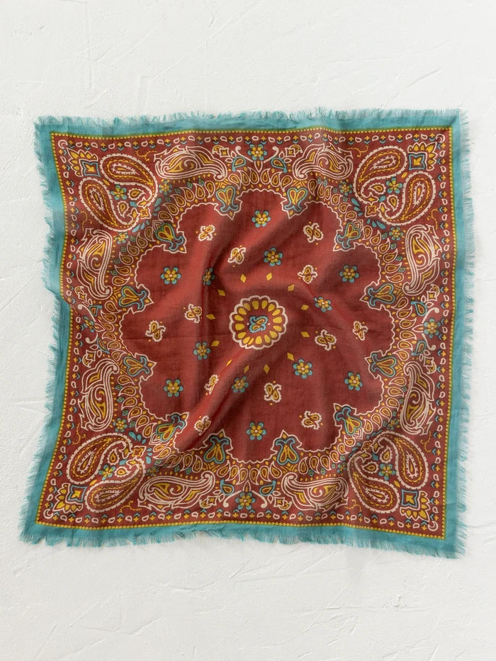 Printed Cotton Bandana - Classic Brick Red-view 3