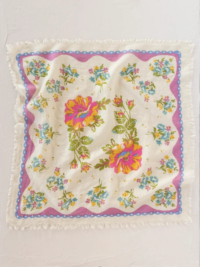 Printed Cotton Bandana - Sweet Blossoms Pink-view 2