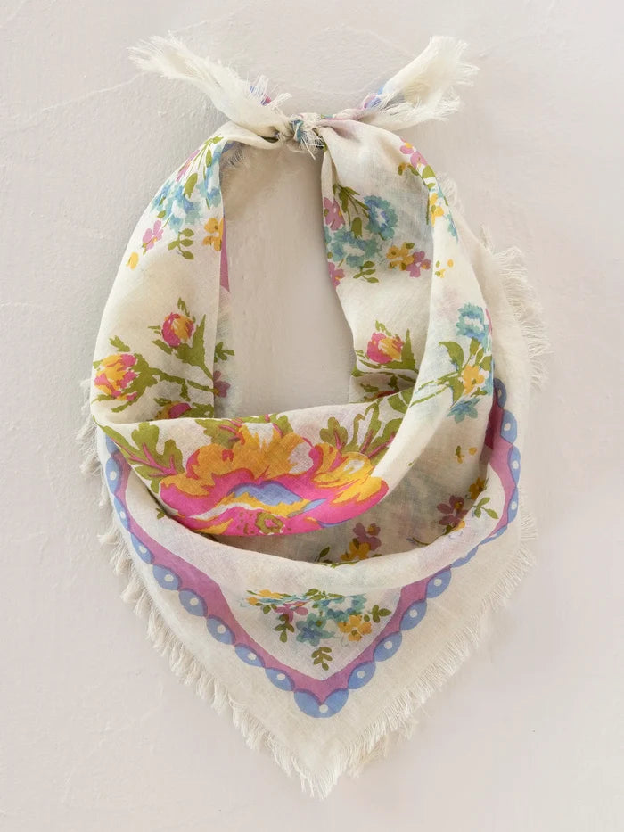 Printed Cotton Bandana - Sweet Blossoms Pink-view 3