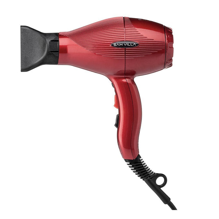Sam Villa Pro Light Ionic Hair Dryer – sleek, compact, ionic, and lightweight professional hair blow dryer. In Limited Edition color Ruby Red.