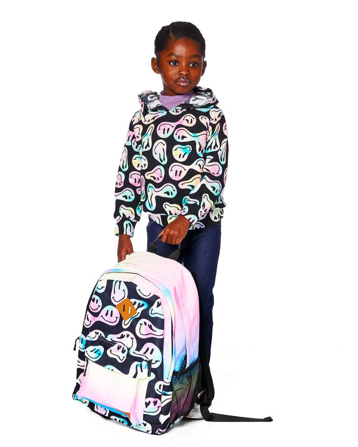 Pullover Fleece Hoodie Smiley Face Girl | Deux par Deux | Jenni Kidz