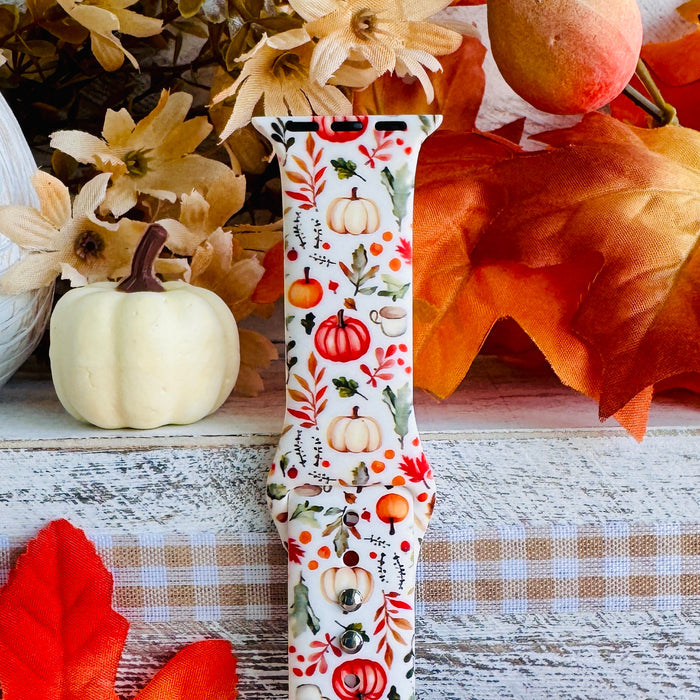 Pumpkin Bouquet Print Silicone Band For Apple Watch