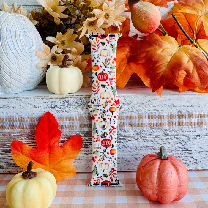 Pumpkin Bouquet Print Silicone Band For Apple Watch