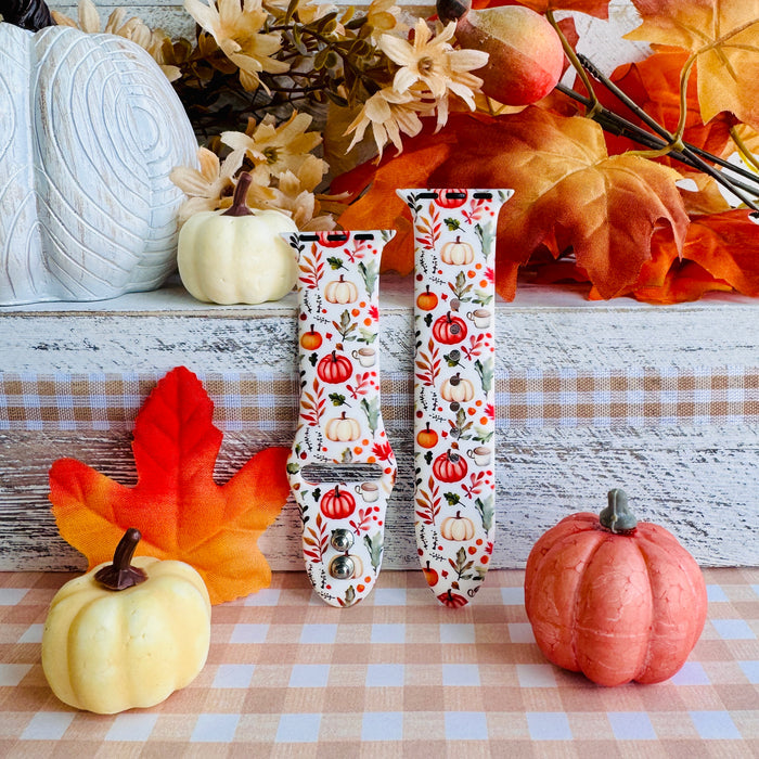 Pumpkin Bouquet Print Silicone Band For Apple Watch