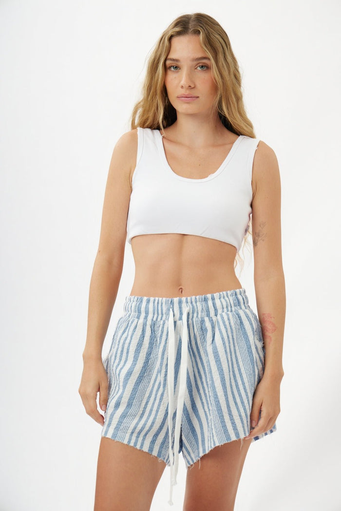 PURE Shorts – Sky Blue &amp; White Stripes