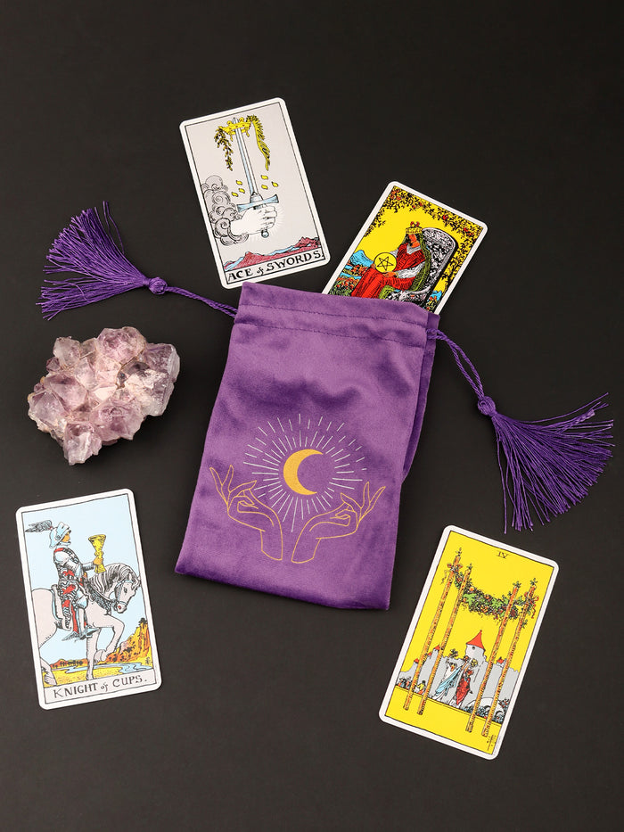 Purple Tarot Hands Drawstring pouch | One Colour-Image 1
