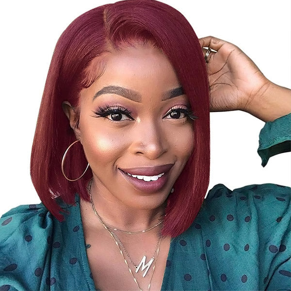 glam straight lace front short bob wigs