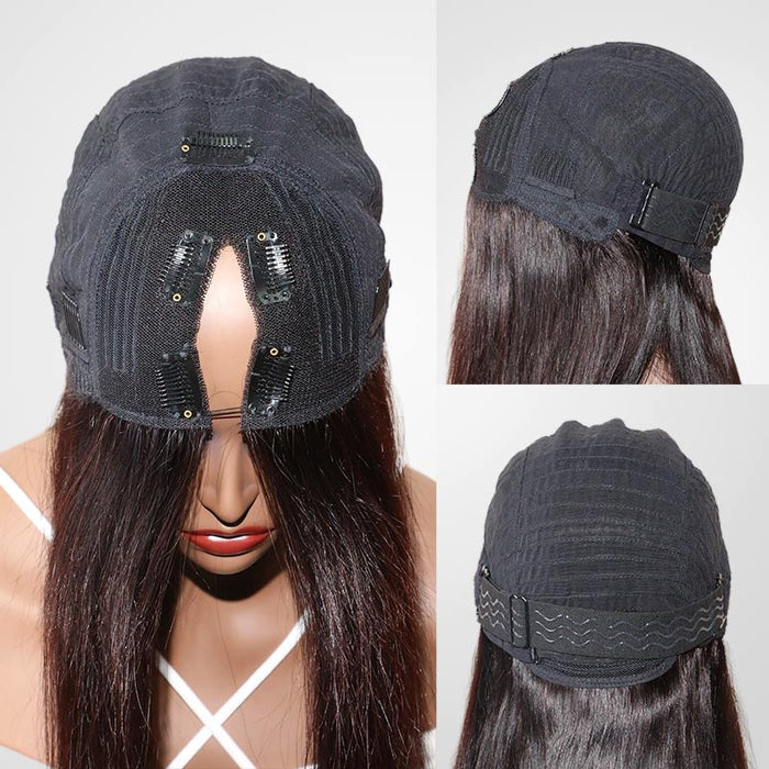 wig cap details of jerry curly v part human hair wig