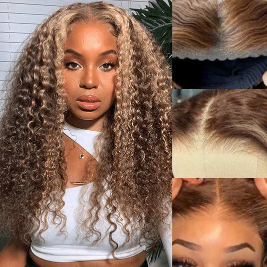 defined kinky curly wear and go wig with vibrant piano highlights