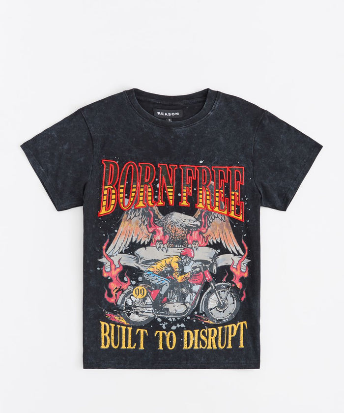 REASON BRAND "BORN FREE" T-SHIRT - RR5-011 - CHARCOAL