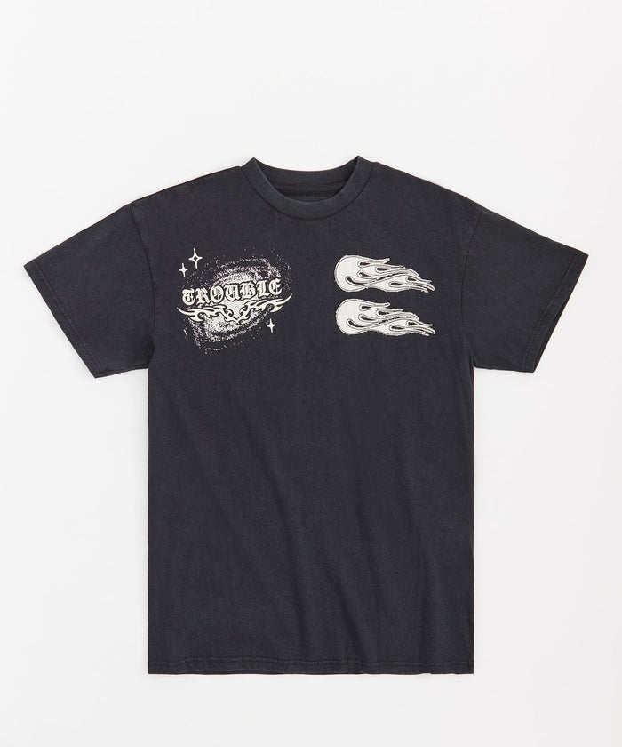 REASON BRAND "TROUBLE" T-SHIRT - RS5-171 - BLACK