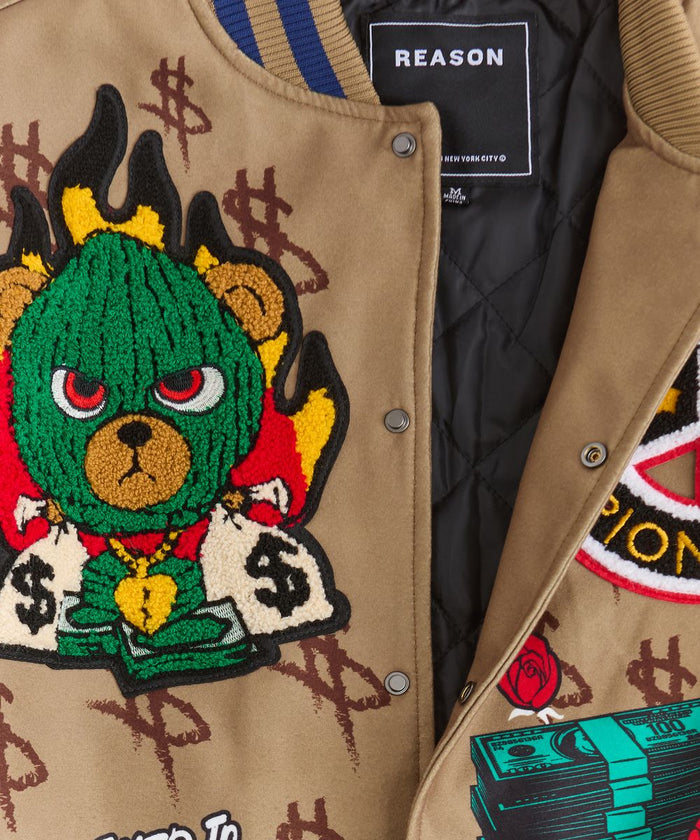 REASON PAPER VARSITY JACKET - RER5-006 - KHAKI