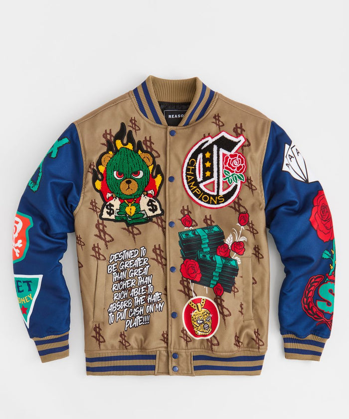 REASON PAPER VARSITY JACKET - RER5-006 - KHAKI