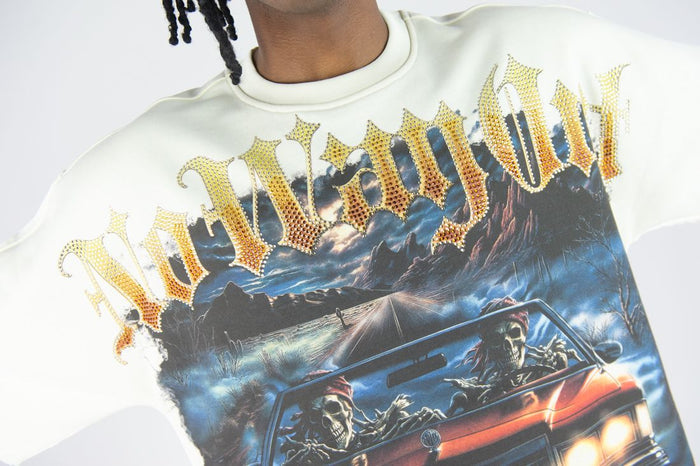 REBEL MIND "NO WAY OUT" RHINESTONE T-SHIRT - 610-11138 - CREAM