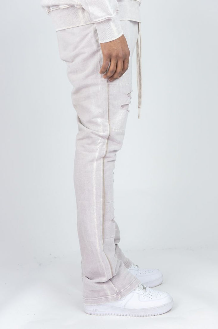 REBEL MIND RIPPED STACKED FLEECE PANT - 100-475 - TAUPE